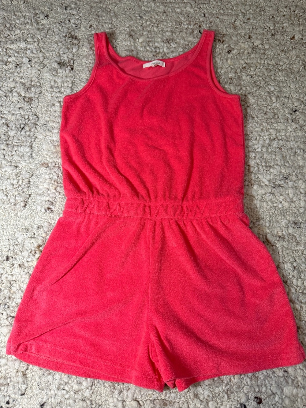 Z Supply Girls' Sleeveless Terry Romper in Coral Pink